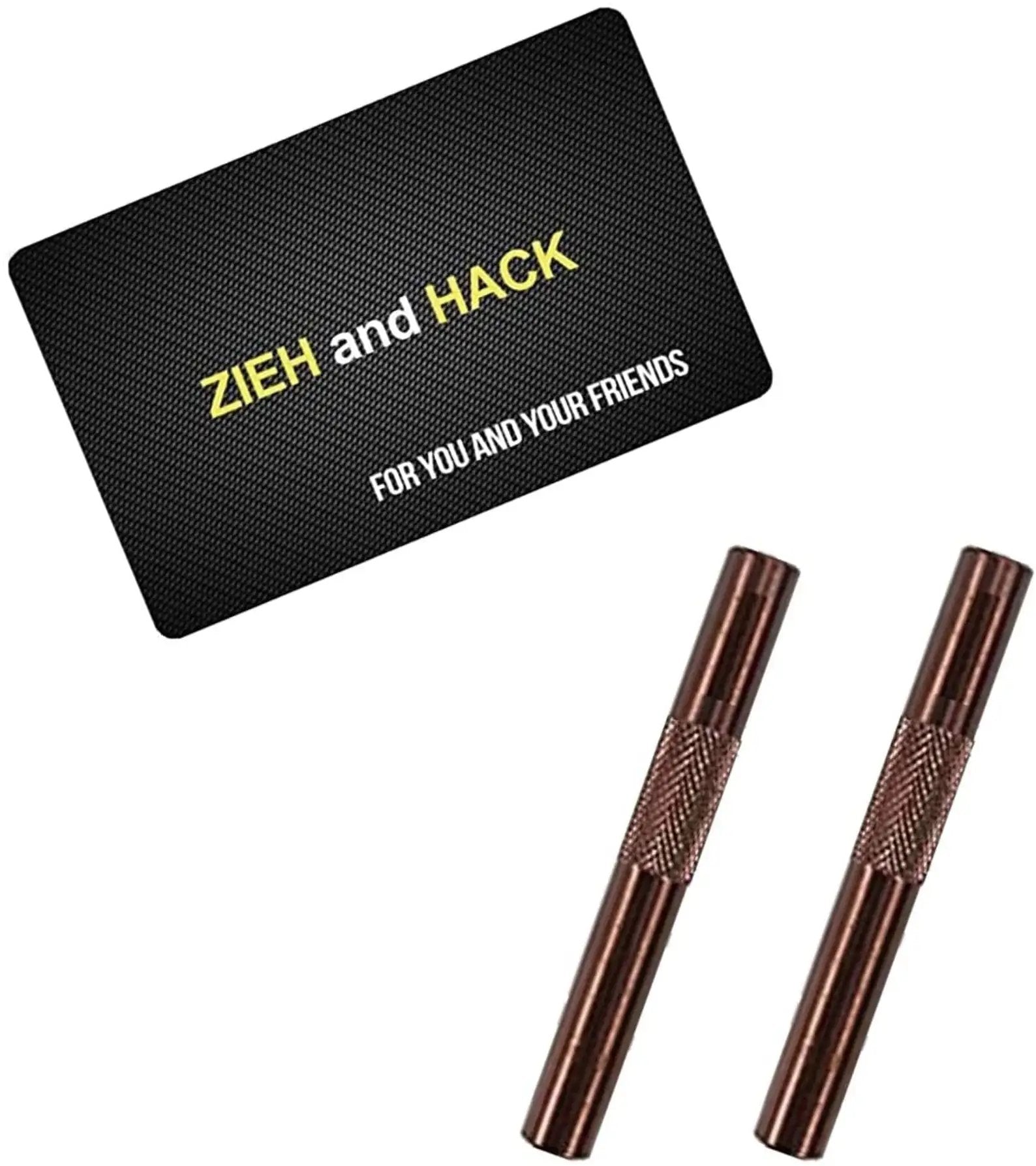 Röhrchen-Set – 2x Aluminium (Braun, 70mm) inkl. Zieh-und-Hack-Karte - from DieBallerei