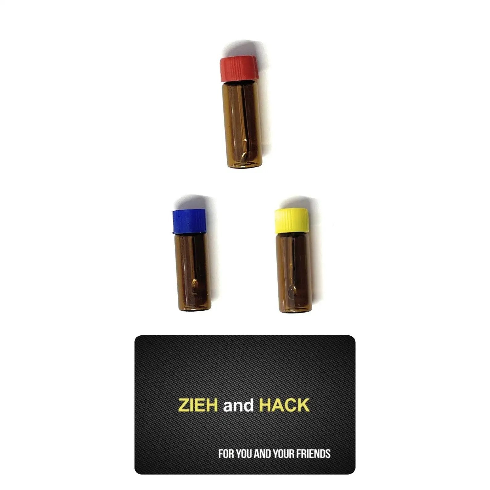 Set – 3 Baller-Fläschchen Braun mit Teleskoplöffel & Zieh-und-Hack-Karte - from DieBallerei