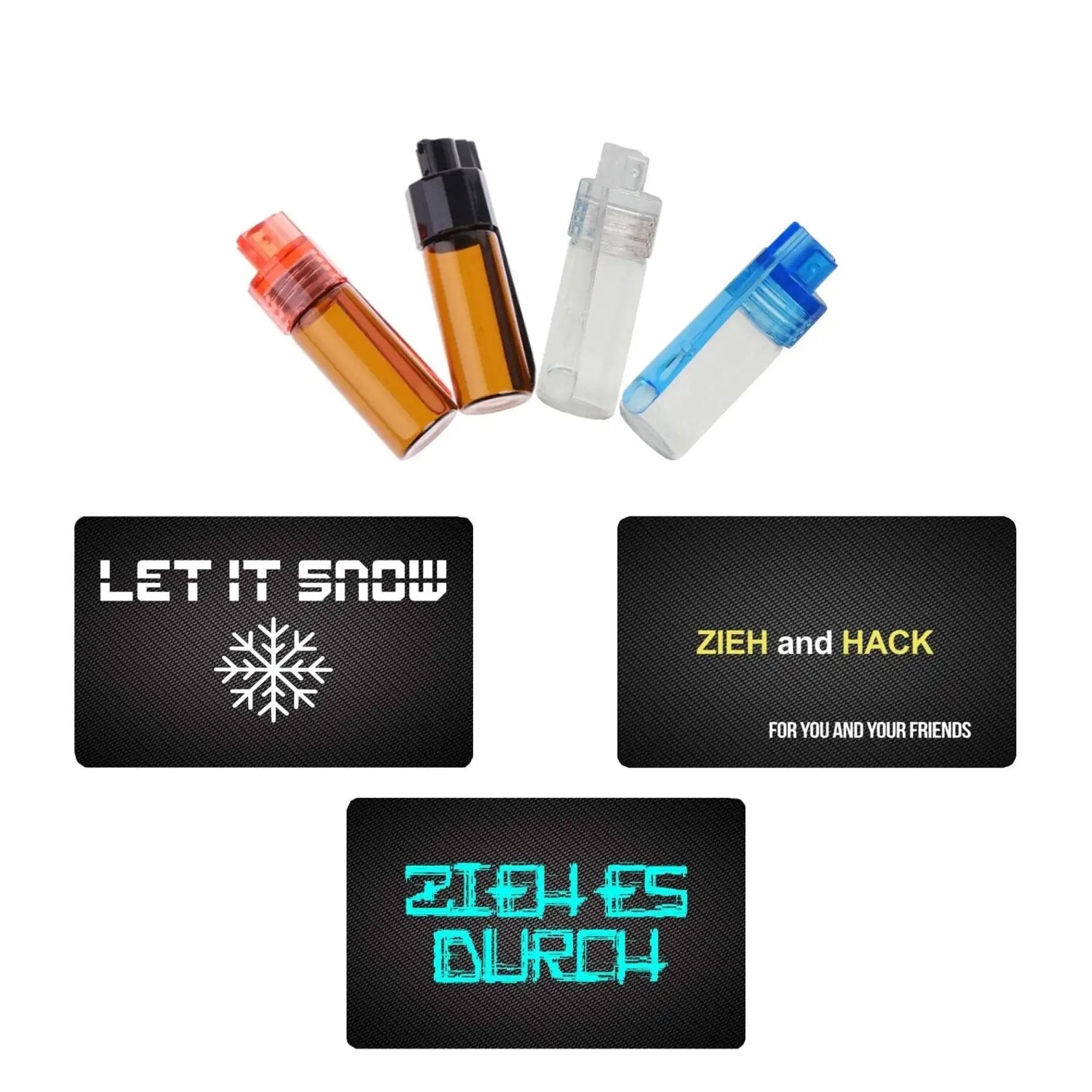 Set – 4 Große Spender (43mm Braun,Klar) mit Löffel & 3 Hack-Karten - from DieBallerei