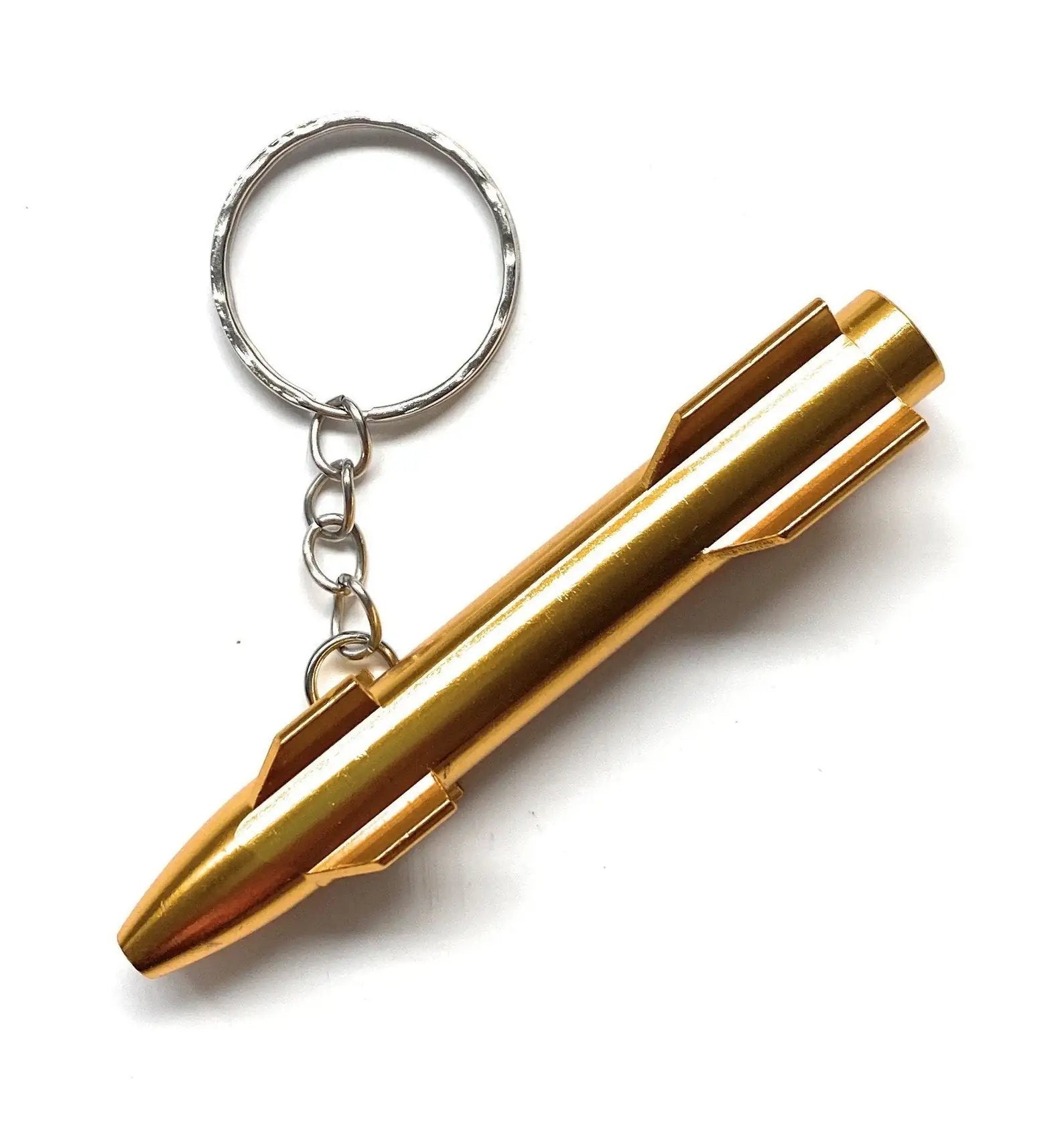 Aluminium Ziehröhrchen im Raketen-Design mit Schlüsselanhänger – Gold - from DieBallerei