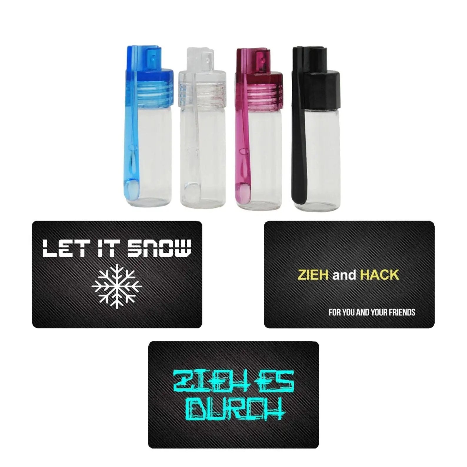 Set – 4 Große Spender (43mm, Klar) mit Löffel & 3 Hack-Karten - from DieBallerei