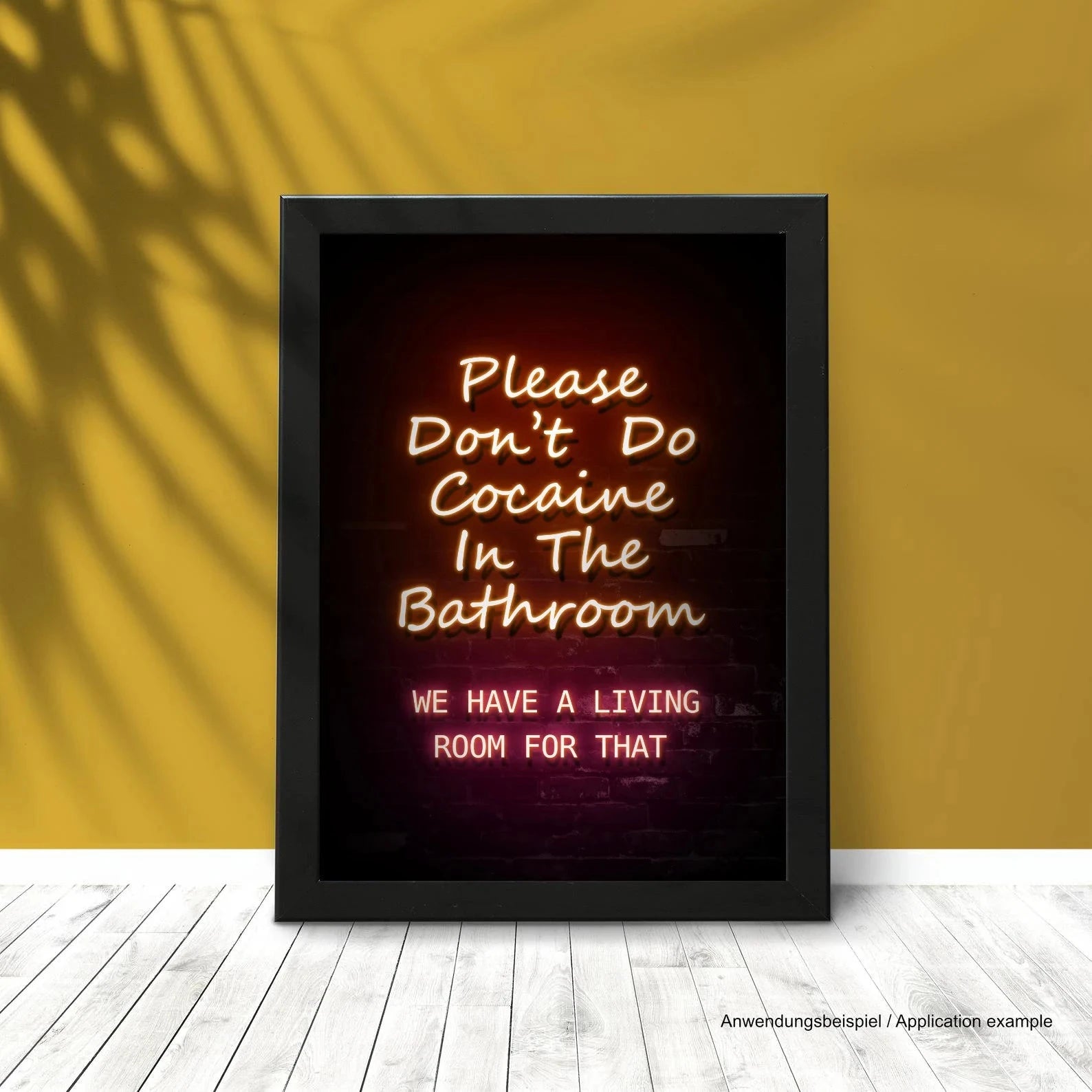 Poster „Please don’t do Cocaine in the Bathroom“ – Neon-Red (DIN A3 mit Rahmen) - from DieBallerei
