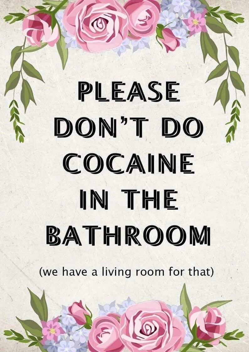 Poster „Please don’t do cocaine in the bathroom Blüten“ – DIN A3 mit weißem Rahmen - from DieBallerei