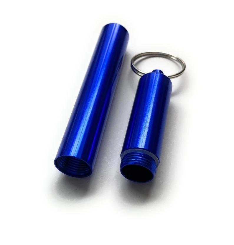 Verschließbare Aluminium-Pillenbox als Schlüsselanhänger – Schmal & Praktisch (Blau) - from DieBallerei