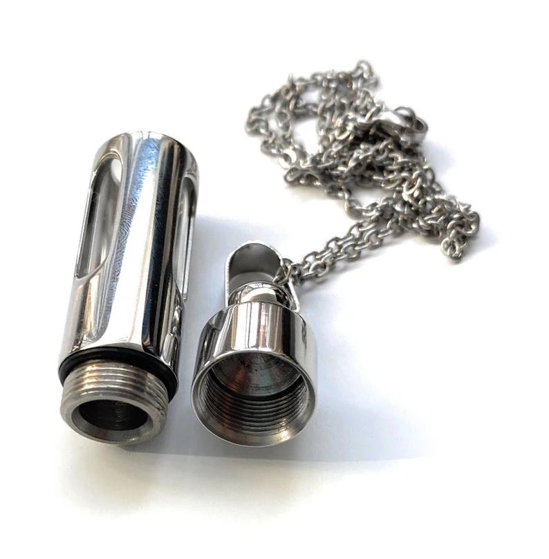 Pillenbox-Kette aus Edelstahl und Glas mit sicherem Schraubverschluss - from DieBallerei