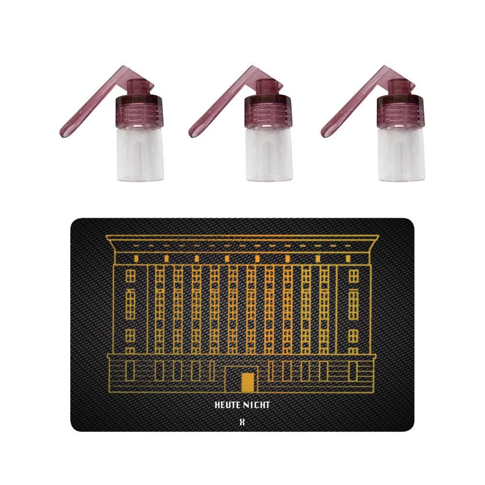 3er Spender-Set mit ausklappbarem Löffel & Berghain-Hack Karte – Klar & Funktional - from DieBallerei