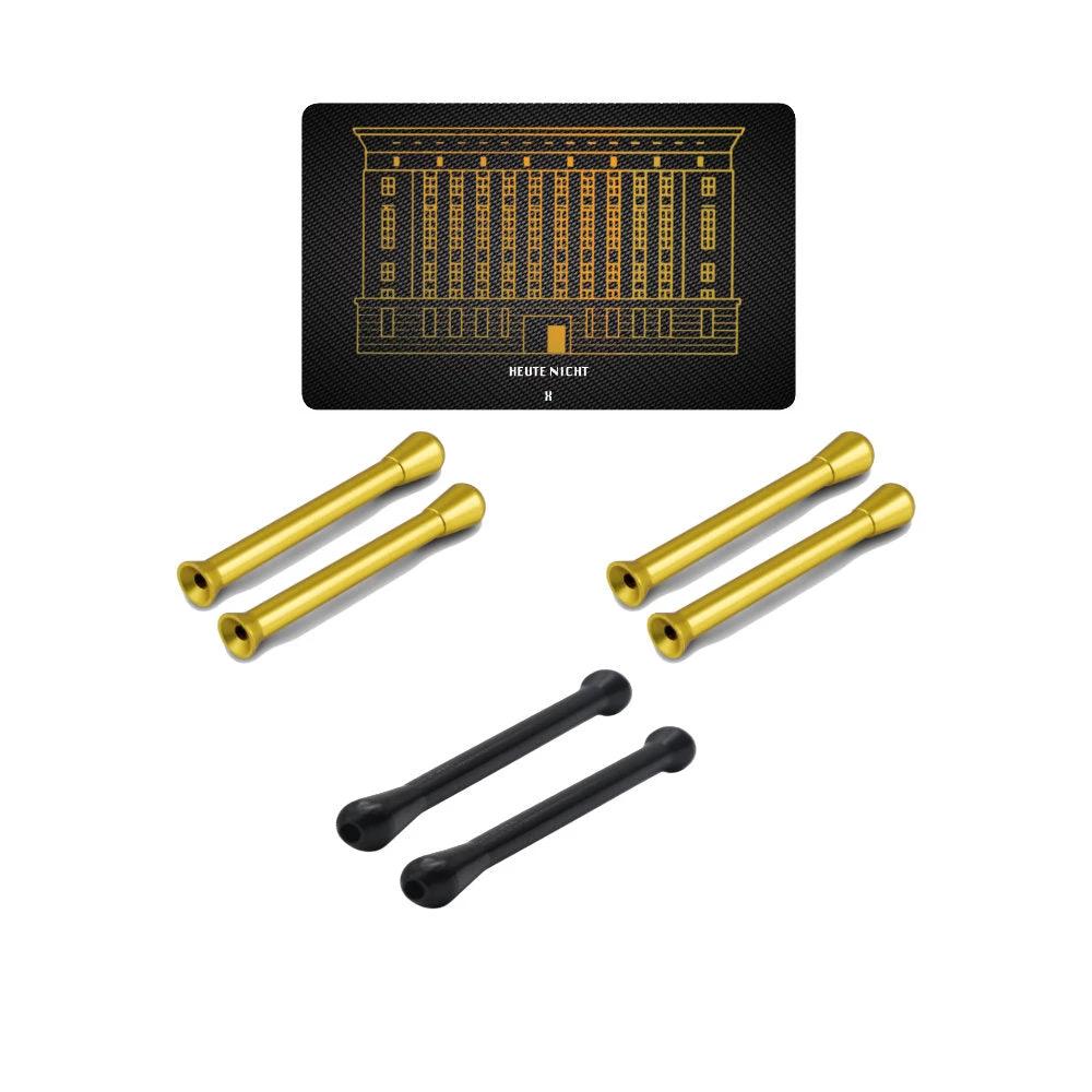 Praktisches Set – 6 Ziehröhrchen Gold/Schwarz & Berghain-Hack Karte - from DieBallerei
