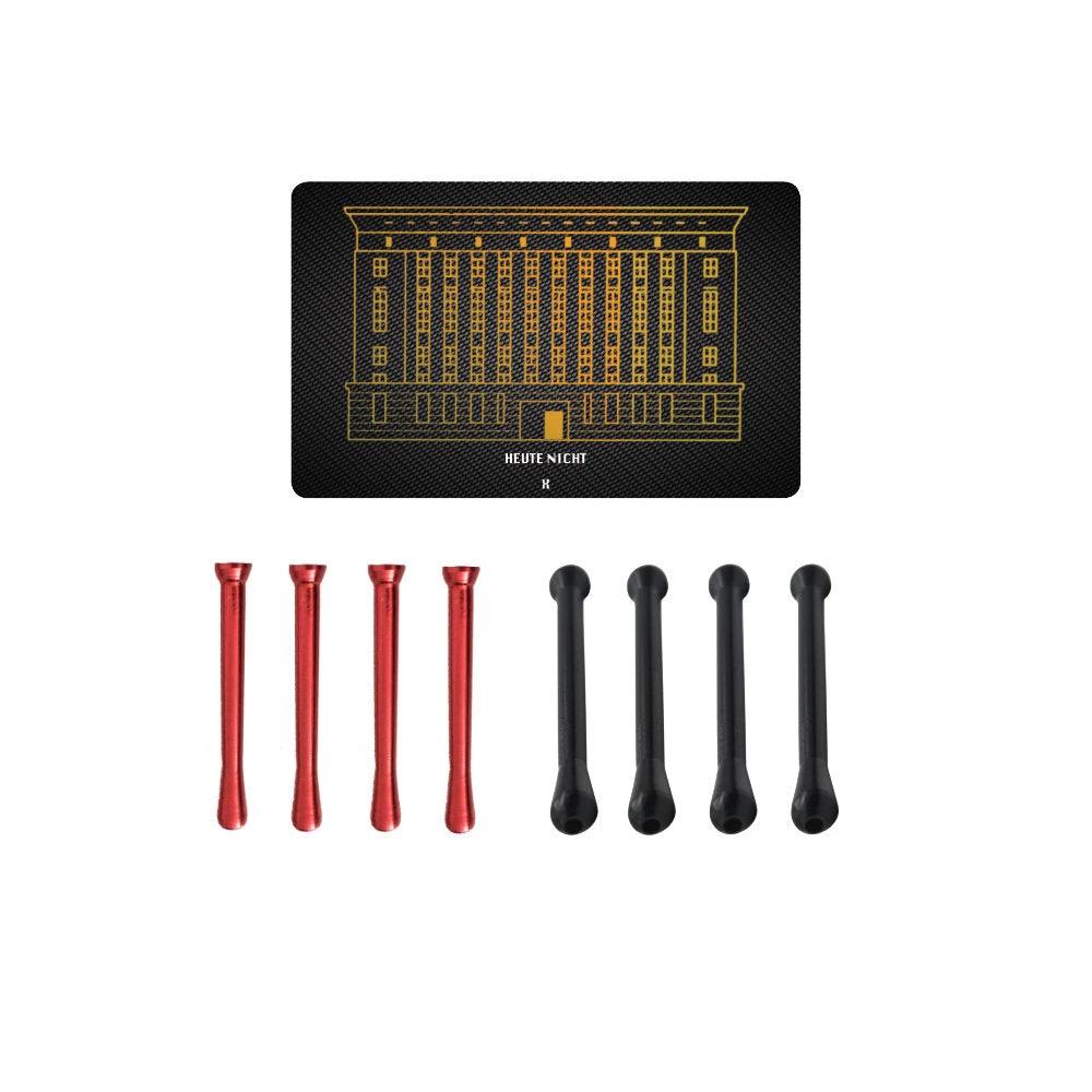 Praktisches Set – 8 Ziehröhrchen Rot und Schwarz & Berghain-Hack Karte - from DieBallerei
