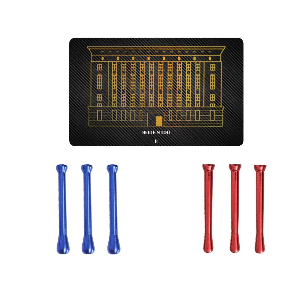 Praktisches Set – 6 Ziehröhrchen Blau/Rot & Berghain-Hack Karte - from DieBallerei