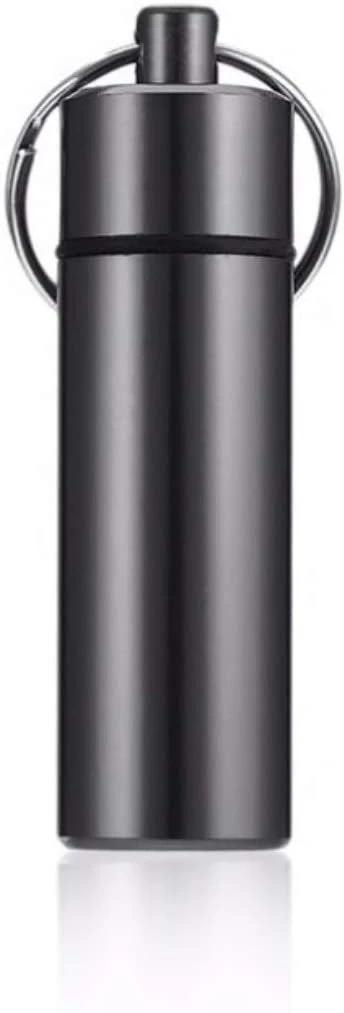 Aufbewahrungsbox Wasserdichte Aluminium Pillenbox mit Schlüsselanhänger in schwarz - from DieBallerei