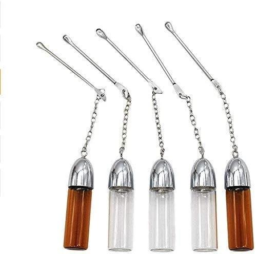 5er Set Dosierer/Spender – Snuff Bottle 57mm mit Löffel am Deckel braun und klar - from DieBallerei