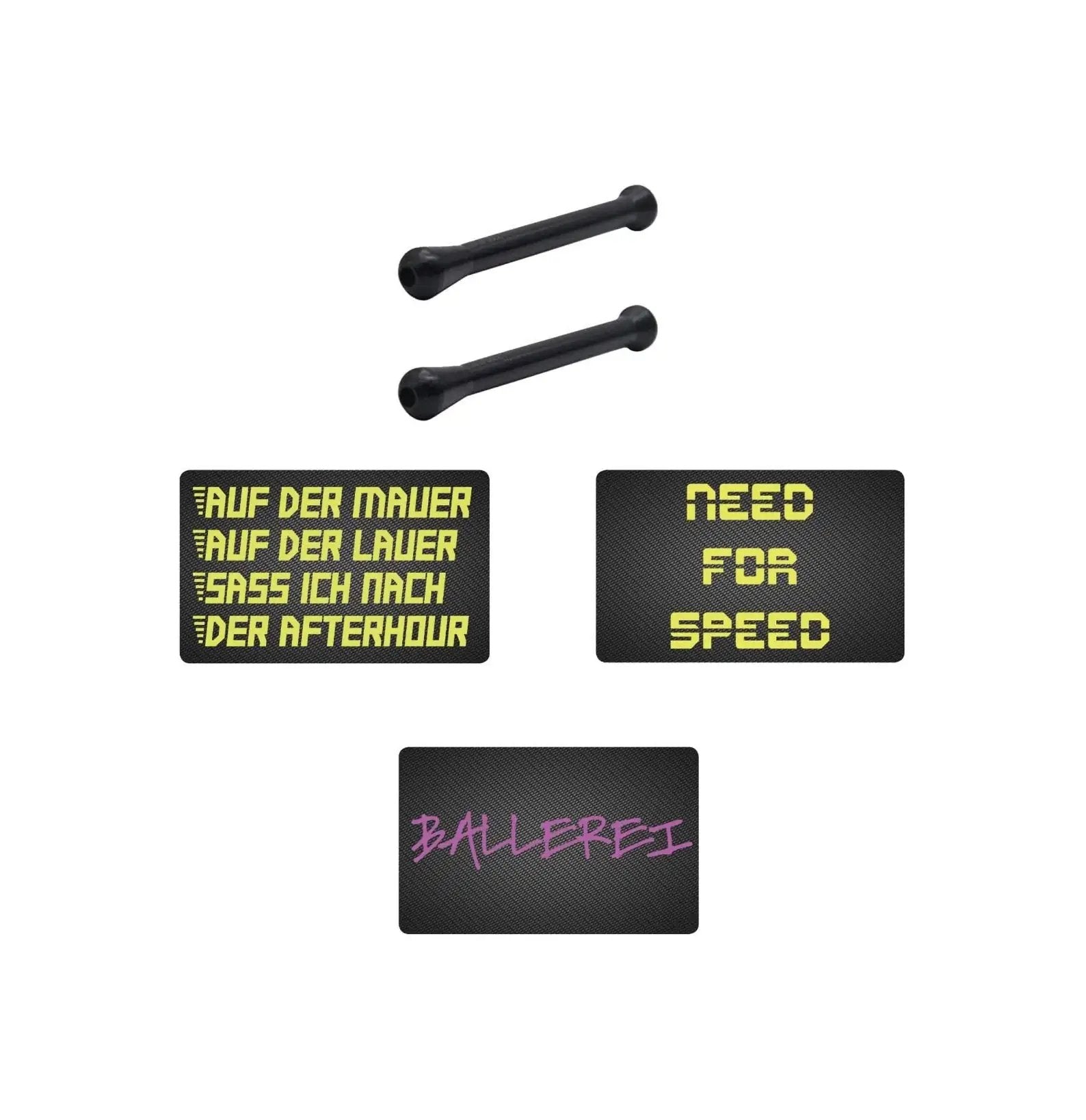 Set: 2 Schwarze Ziehröhrchen & 3 Hack-Karten im Carbon-Look - from DieBallerei