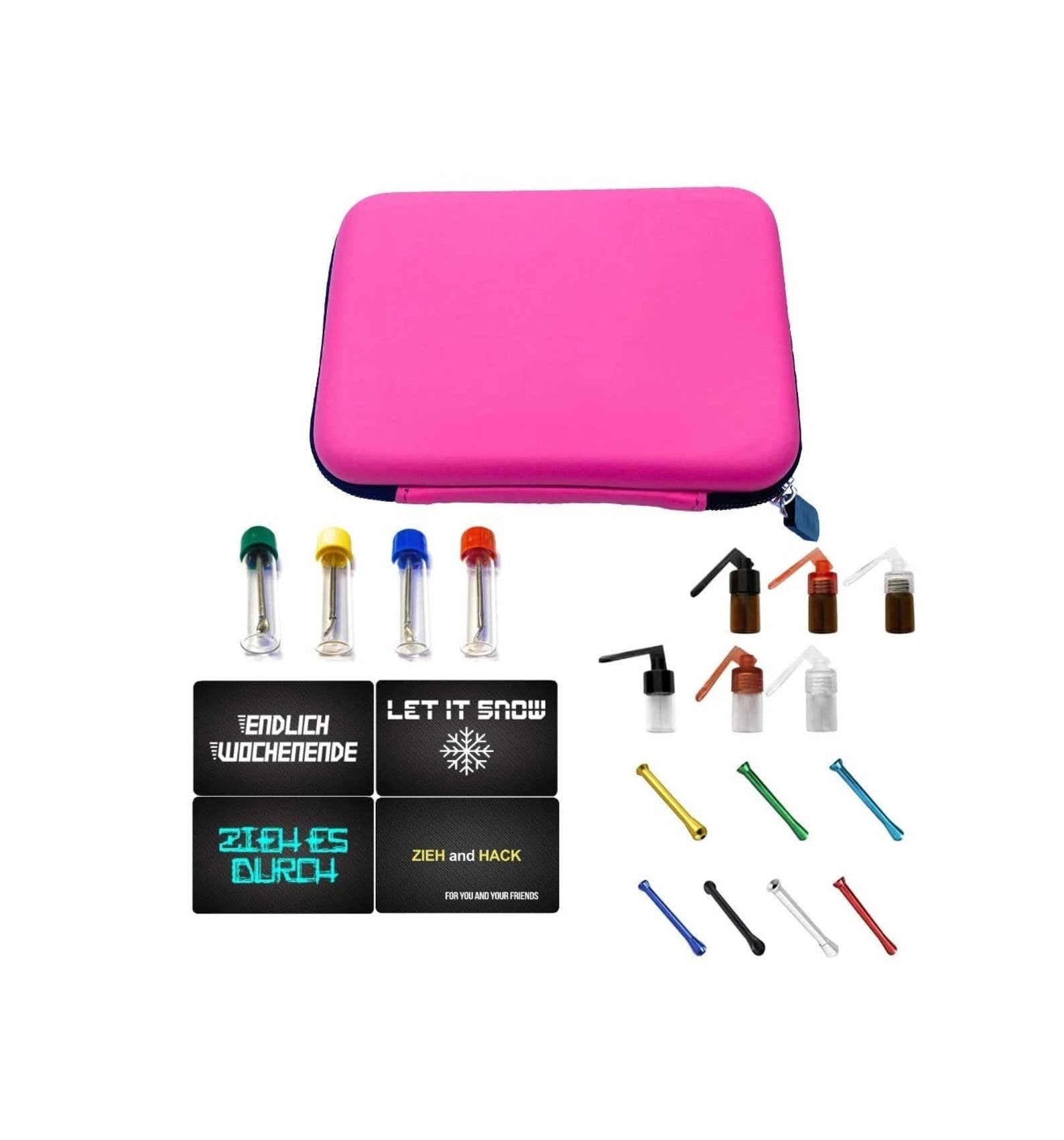 XXL Deluxe Set im pinken Soft Case – Mit 7 Röhrchen, 10 Dosierern & 4 Carbon-Karten - from DieBallerei