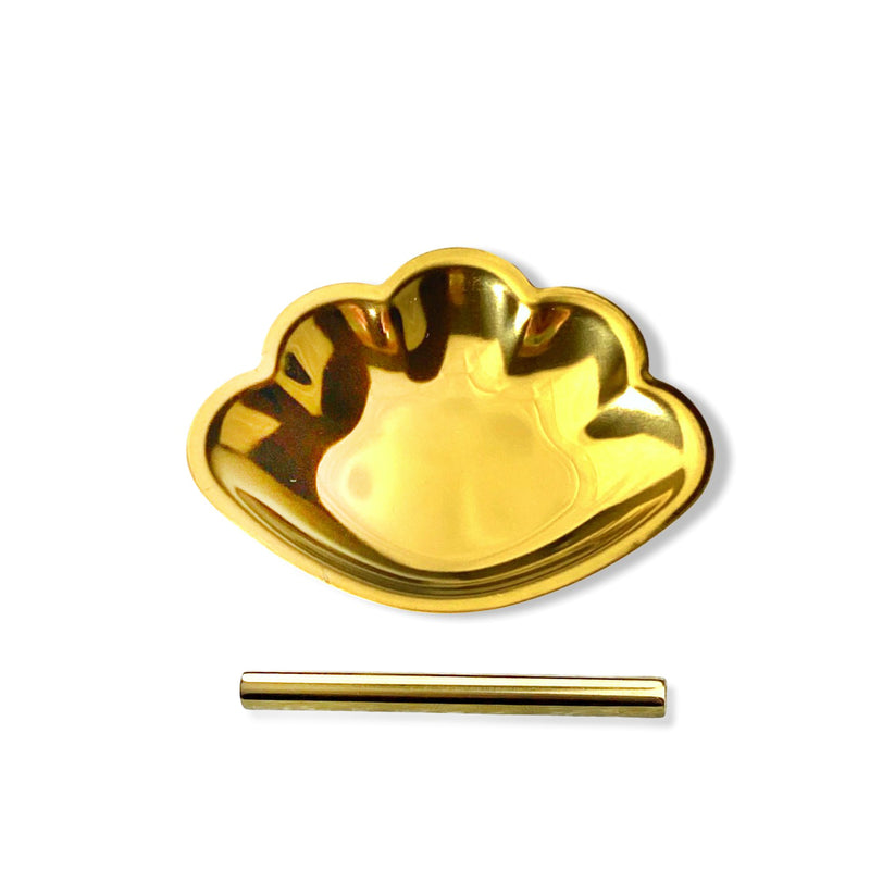 Muschel Gold Metall Brettchen Ziehunterlage/Bauunterlage Edel inkl. Röhrchen in gold