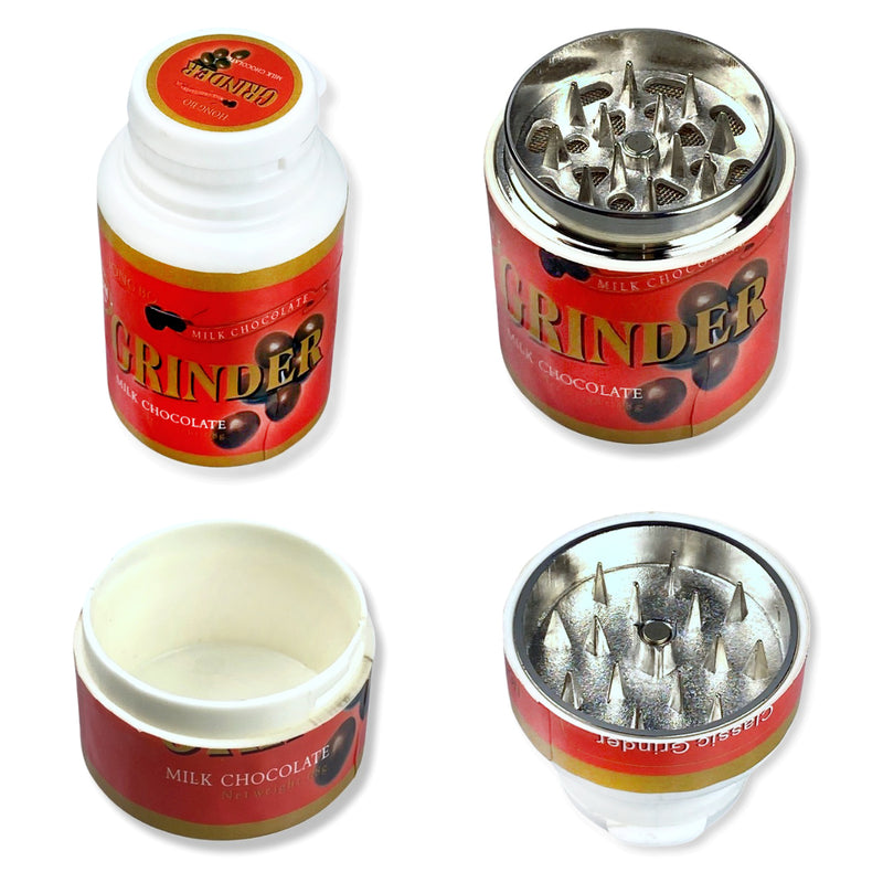 Grinder in chewing gum can look, 3 layers of plastic with magnet Smoking mill (80mm x 38mm) various colors
