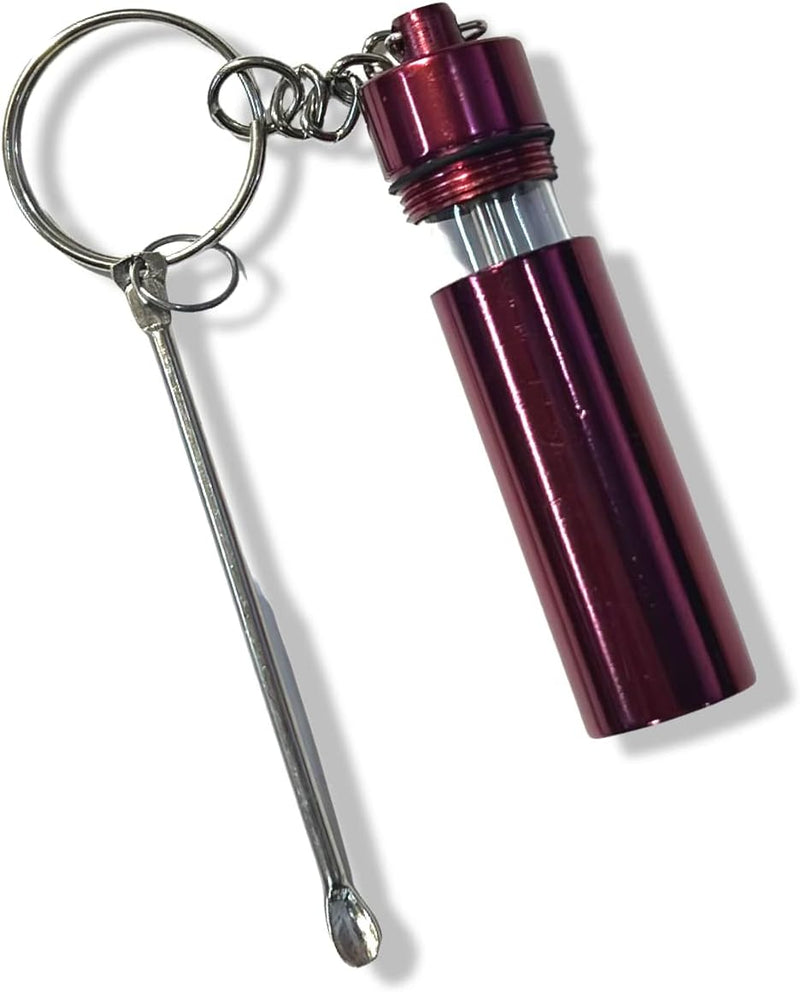 Baller bottle with telescopic spoon + storage box with pendant and spoon | Snuff set | Glass dispenser | Dispenser red