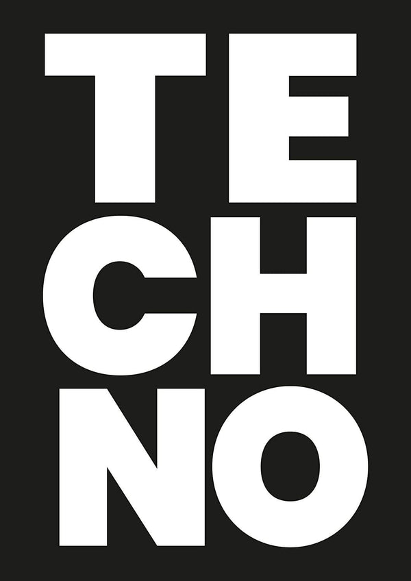 Poster/Plakat A3 „Techno" Black/White inkl. Rahmen in schwarz oder weiß