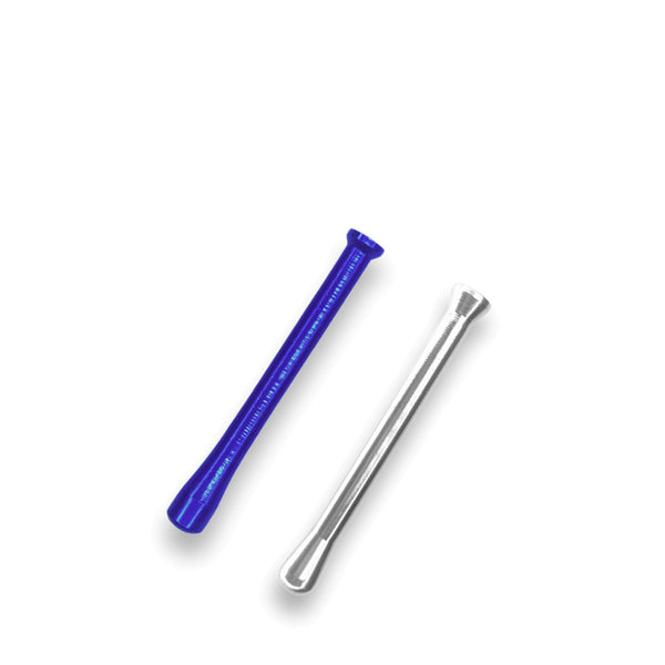 2 x Colored Metal Straw Strohhalm Ziehröhrchen Snuff Bat Snorter Nasal Tube Bullet Sniffer Snuffer (Blau und Silber)