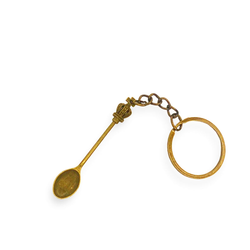Porte-clés à breloques pendentif mini cuillère avec cuillère couronne en laiton
