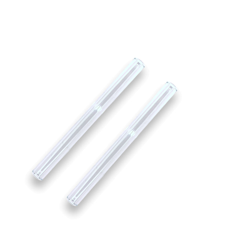 2 x tube à dessin en verre paille à boire paille à priser chauve-souris reniflard tube nasal à priser très stable, 10 cm de long