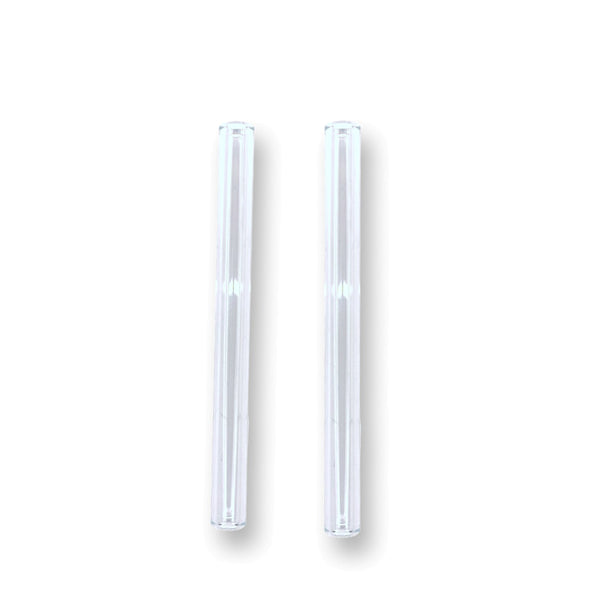 2 x tube à dessin en verre paille à boire paille à priser chauve-souris reniflard tube nasal à priser très stable, 10 cm de long