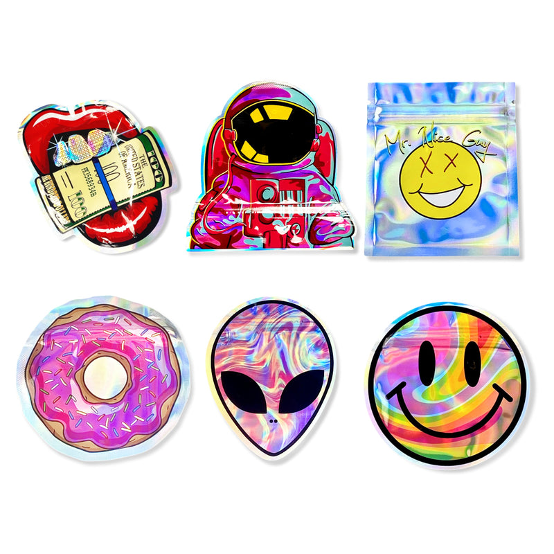 Bag set Holo Smiley/Alien/Donut/Nice Guy (various sets) Storage Transport ZIP Lock Bag Bags Zipper resealable