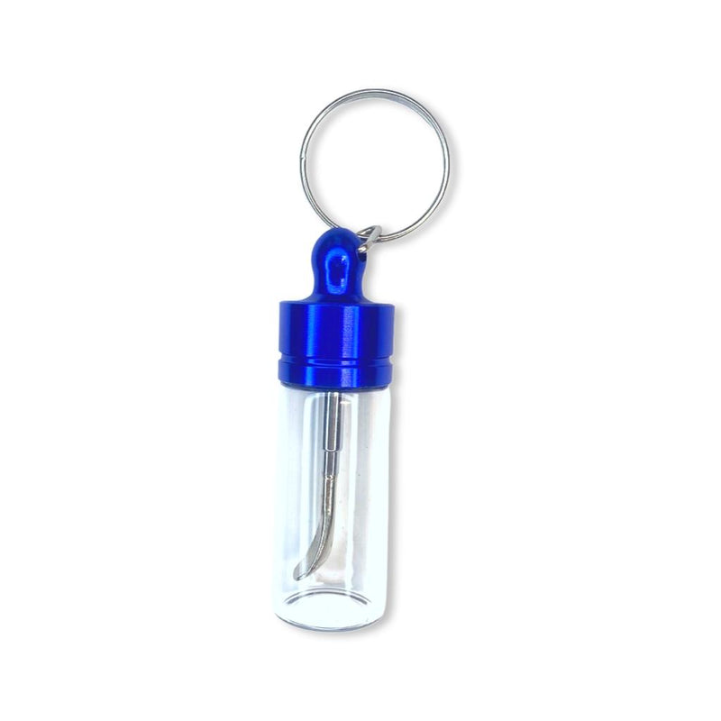 Baller bottle - dispenser - with telescopic spoon and key ring in blue