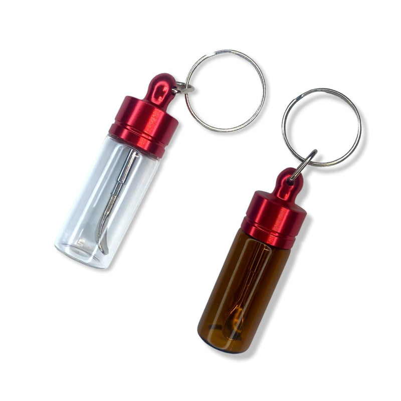 Baller bottle - dispenser - with telescopic spoon and key ring in red