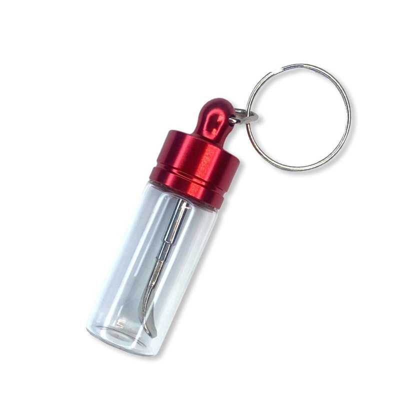 1 x Baller bottle - dispenser - with telescopic spoon and keychain in red