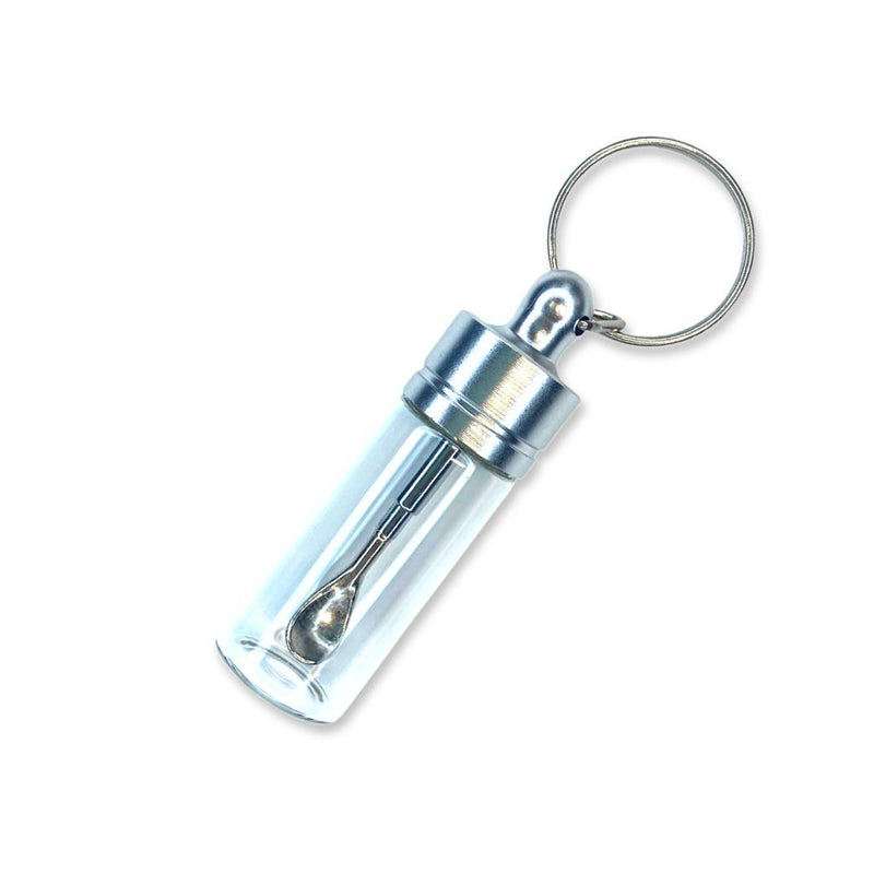 Flacon Baller - distributeur - avec cuillère télescopique et porte-clés argenté