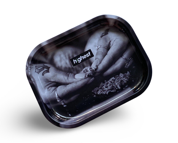 Building Pad Black and White Rolling Tray Weed Girl Stoner Highest Rolling Tray made of sheet metal/metal High Hands