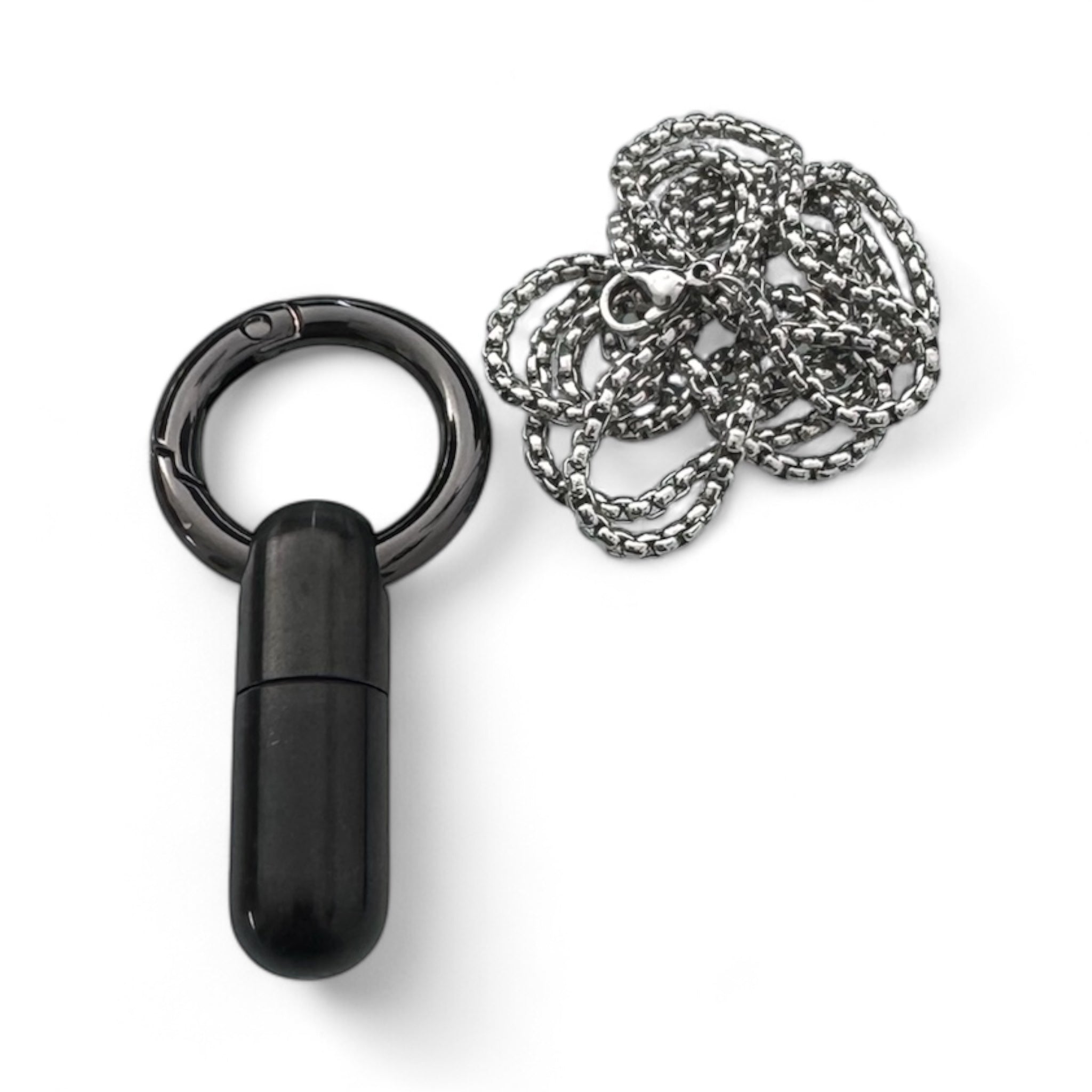 Capsule Anhänger – Stilvoll & immer dabei 2 in 1 Halskette und Schlüsselanhänger - Schwarz