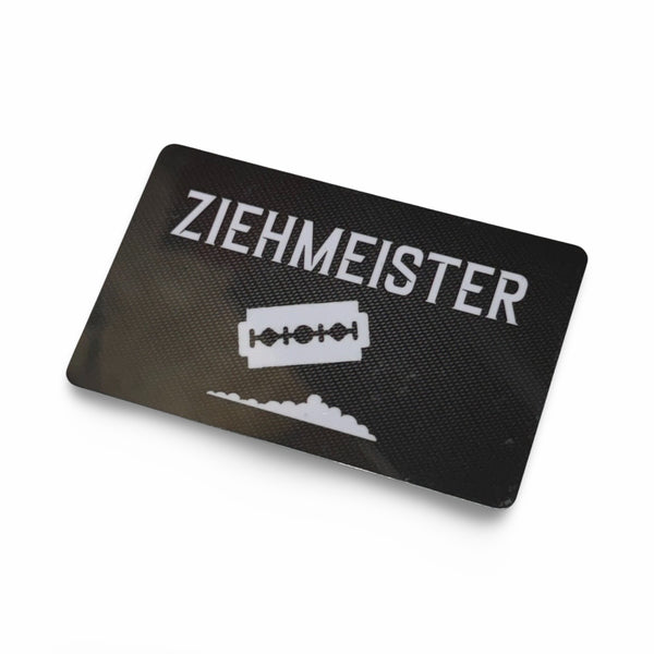 Carte "ZIEHMEISTER" au look carbone au format carte EC/carte d'identité pour tabac à priser - hack card -