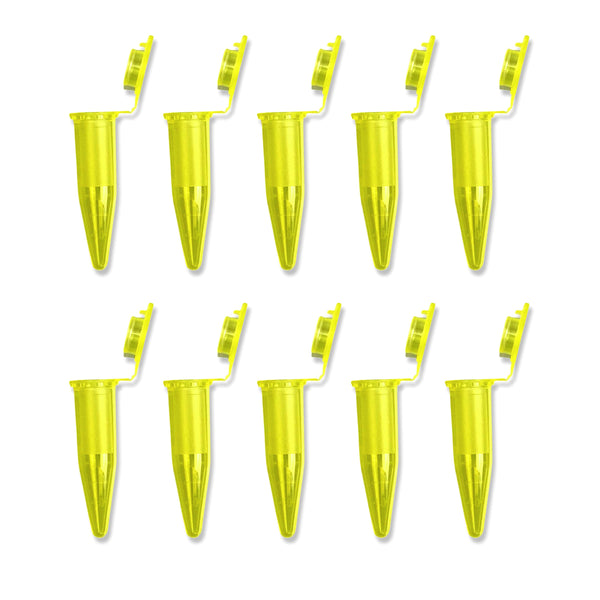 Capsule set (10 pieces) with quantity indication Sniff Snuff storage resealable plastic fabric capsule micro-tubes 1.5 ml yellow