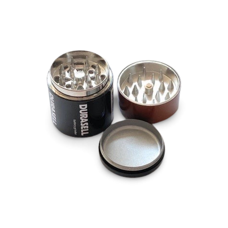 Grinder in Batterie Optik (45mm) 3 Schichten Aluminium mit Magnet Smoking Mühle Cookie Lustig Spaß Stoner Herb