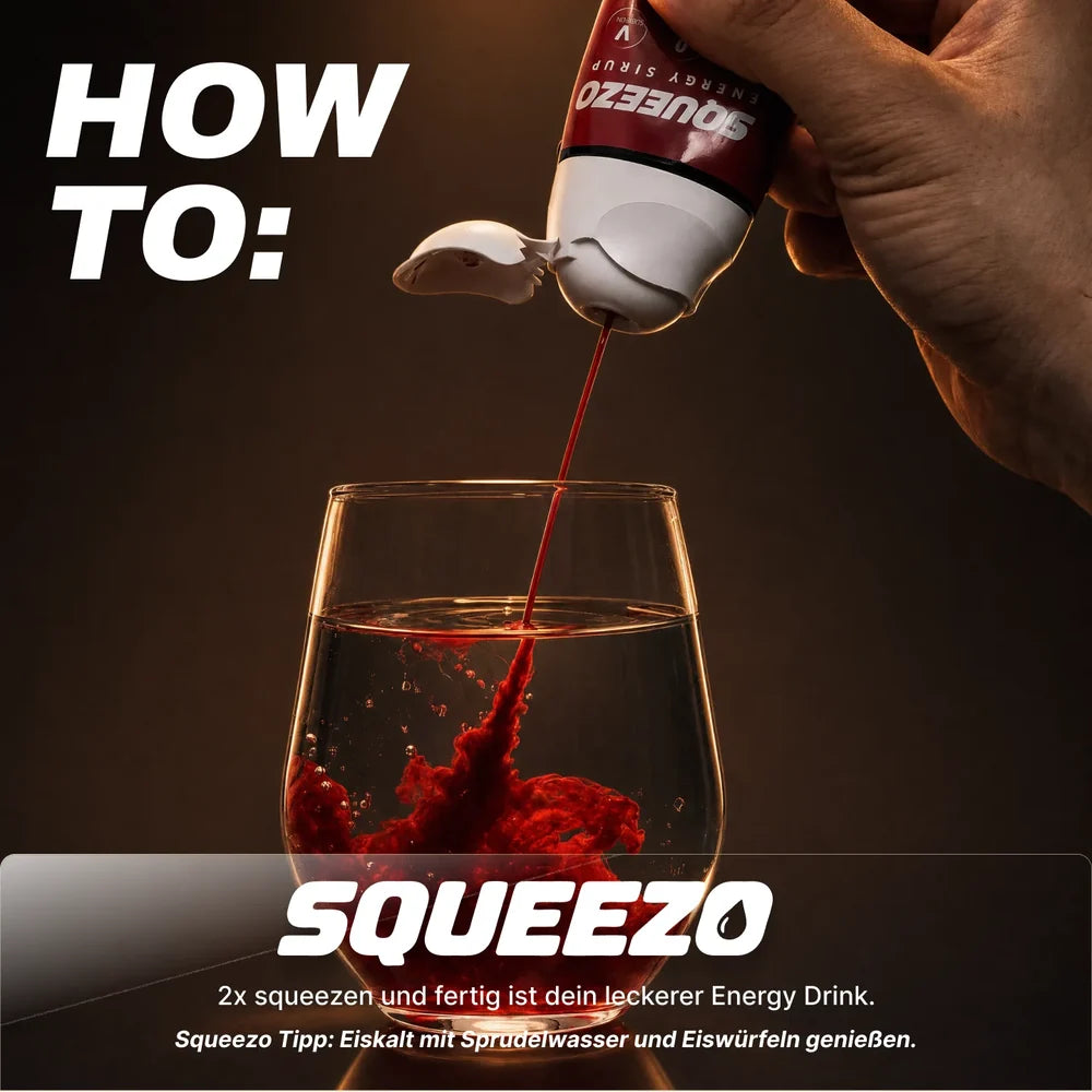 SQUEEZO Energy-Sirup – Cherry, Maracuja & Peach Iced Tea