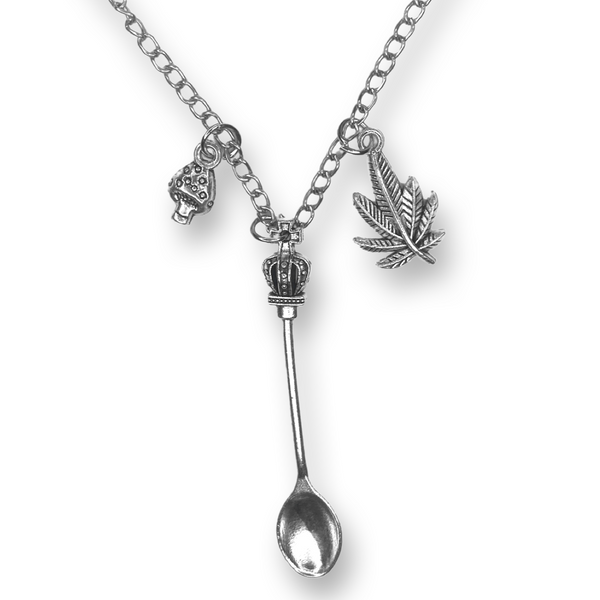 Mini Spoon Pendant Charm with Necklace Silver Color Dispenser 45cm Chain Sniffer Snorter Snuff Snorter Powder Spoon Chain Silver
