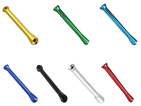 7 x Colored Metal Straw Snuff Snorter Nasal Tube Sniffer Snuffer (Blue, Black, Silver, Gold, Green, Red, Turquoise)