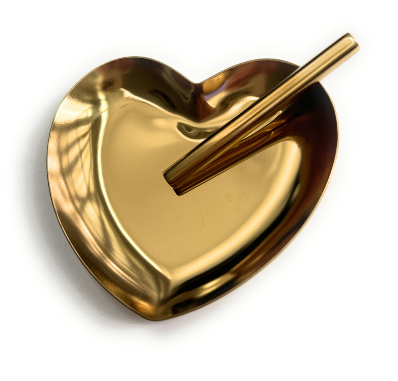 Goldenes Herz Metall Brettchen Ziehunterlage/Bauunterlage Edel & Röhrchen in gold