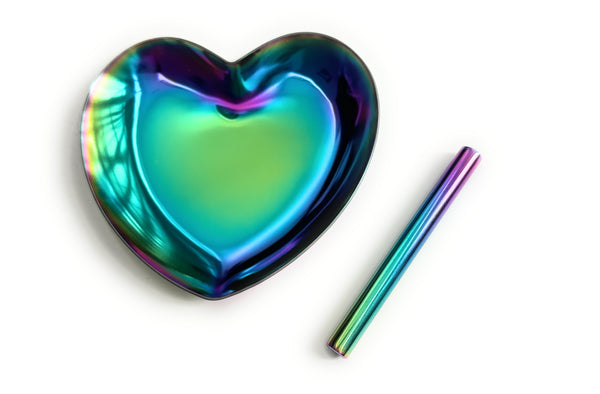 Rainbow heart metal board drawing pad/construction pad noble & tubes in colorful rainbow colors