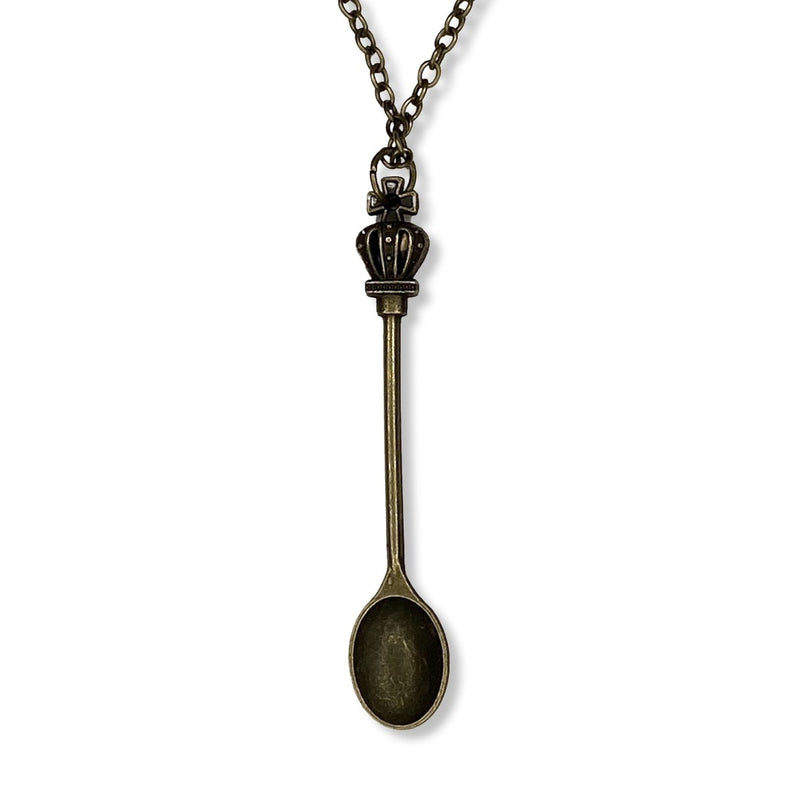 Elegant Mini Spoon Pendant with 45cm Necklace - Vintage Snuff Spoon for Women, Queen Copper