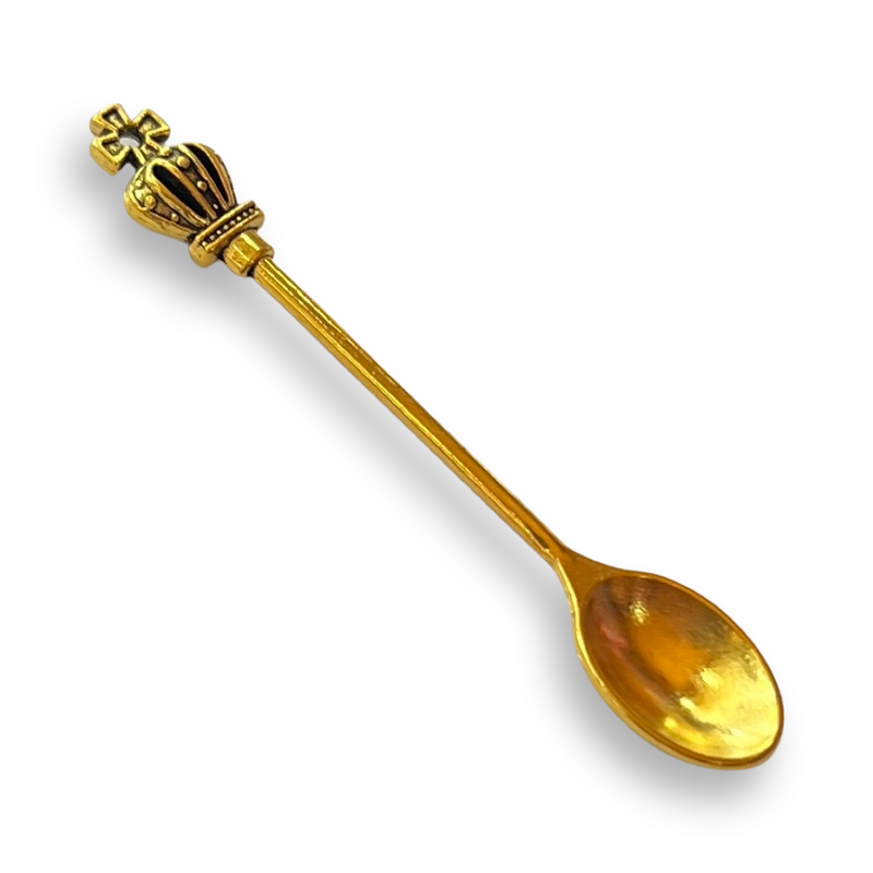 Vintage Mini Spoon with Crown, 60mm, Snuff Snorter Powder Spoon - Royal Charm for Snuff Gold