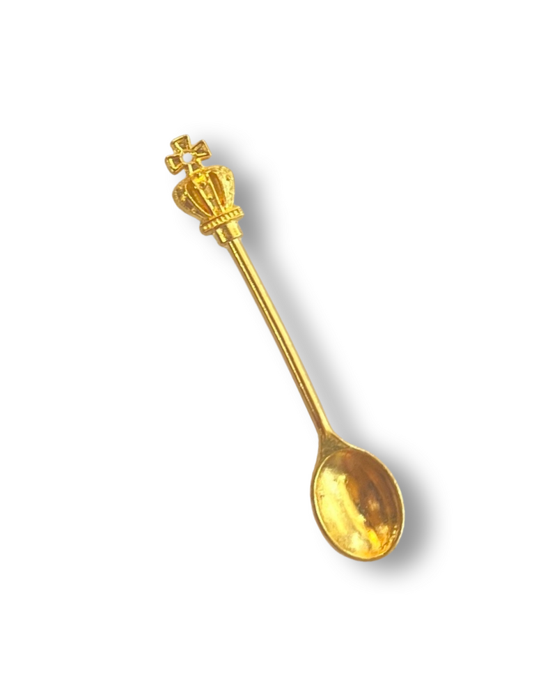 Mini Spoon with Crown, 60mm, Snuff Snorter Powder Spoon in Gold - Charm for Snuff