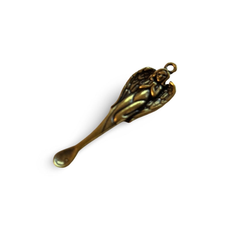 Mini cuillère en forme d'ange pour femme (environ 50 mm) Charm Sniffer Snorter Snuff Powder Spoon Smoking Snuff Women Silhouette Spoon Brass