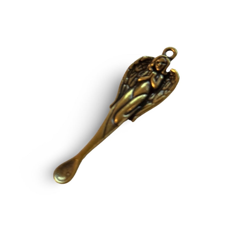 Mini cuillère en forme d'ange pour femme (environ 50 mm) Charm Sniffer Snorter Snuff Powder Spoon Smoking Snuff Women Silhouette Spoon Brass
