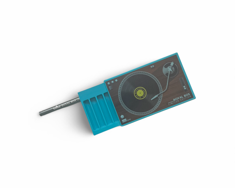 Royal Box avec tube intégré pour tabac à priser pour tourne-disque nomade noir / bleu