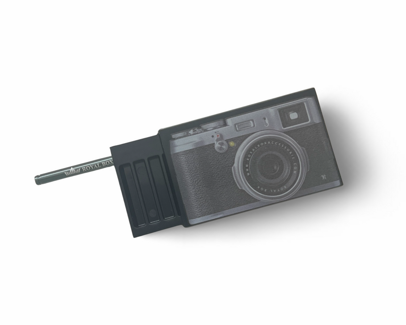 Boîte royale avec tube intégré pour tabac à priser pour appareil photo en déplacement noir