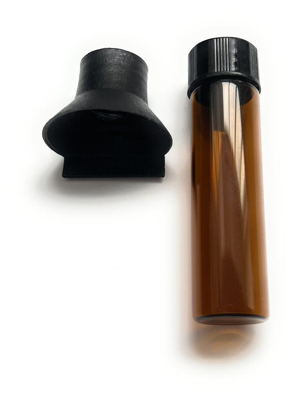 Storage bottle - bottle made of brown glass including filling aid/filling aid
