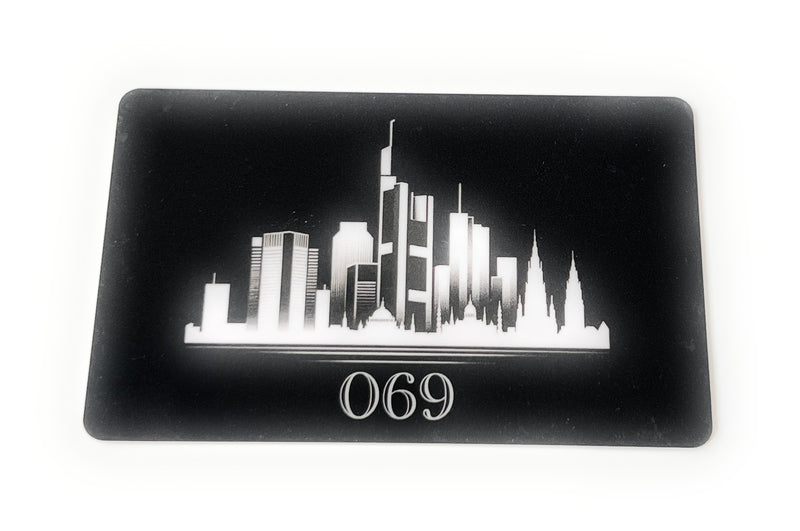 Karte City Edition "Frankfurt 069" im EC-Karten/Personalausweis Format für Schnupftabak - Hack Karte -