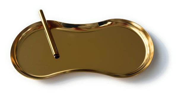SET Gold Oval 1x Metall Brettchen inkl. 1 Ziehröhrchen Ziehunterlage Classy Edel